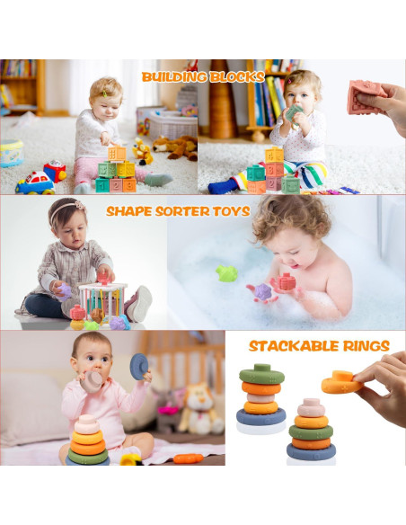 Juguetes Montessori OUWANCH 4 en 1 para Bebés 6-12 Meses