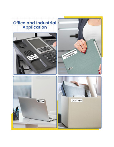 10 Cintas de Etiqueta Suminey TZe 12mm Negro sobre Blanco