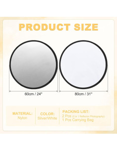 Reflector Fotográfico 60cm PATIKIL 2 en 1 Plata/Blanco 2