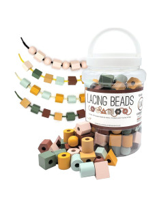 Cuentas de Madera LMC Products 125 Piezas para Niños 3+ Años