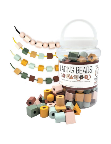 Cuentas de Madera LMC Products 125 Piezas para Niños 3+ Años