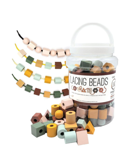 Cuentas de Madera LMC Products 125 Piezas para Niños 3+ Años