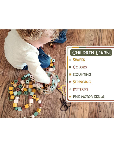 Cuentas de Madera LMC Products 125 Piezas para Niños 3+ Años