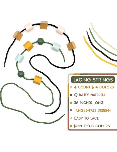 Cuentas de Madera LMC Products 125 Piezas para Niños 3+ Años