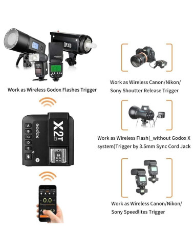 Disparador Inalámbrico Godox X2T-C TTL para Canon - Control Bluetooth