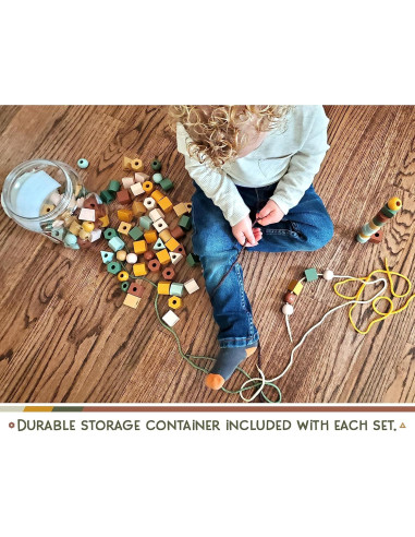 Cuentas de Madera LMC Products 125 Piezas para Niños 3+ Años