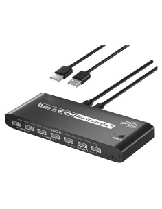 Interruptor KVM 2 Computadoras 8K Ozvavzk USB C 7 Puertos