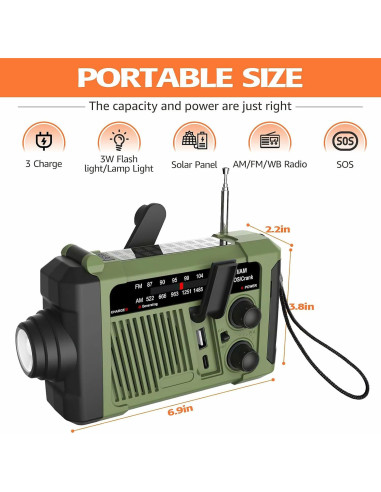 Radio Meteorológica de Emergencia Rui Hua P96 AM FM Carga Solar