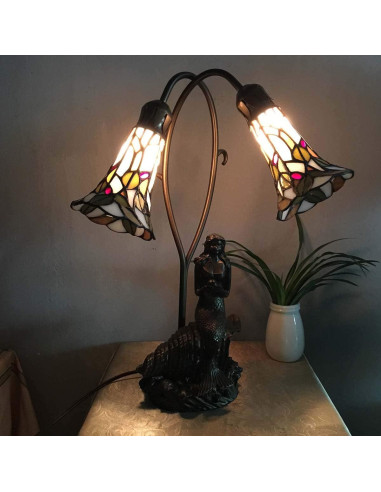 Lámpara de Mesa Tiffany Bieye L10625 Vidrio Templado 50.8 cm