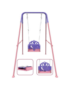 Columpio Plegable para Niños Yozoia Rosa Ajustable Interior Exterior