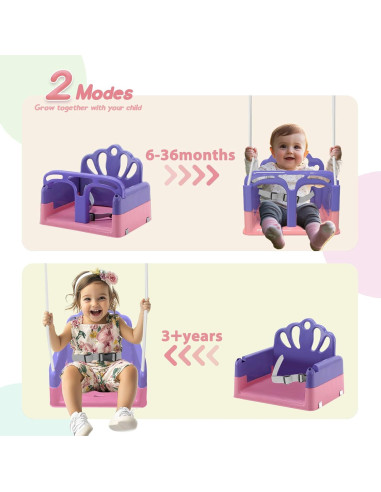 Columpio Plegable para Niños Yozoia Rosa Ajustable Interior Exterior