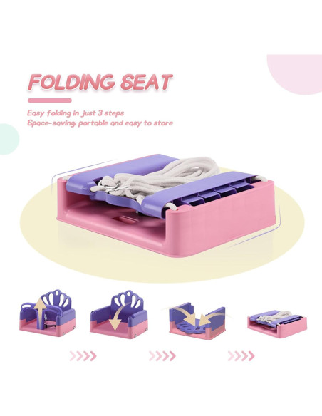 Columpio Plegable para Niños Yozoia Rosa Ajustable Interior Exterior