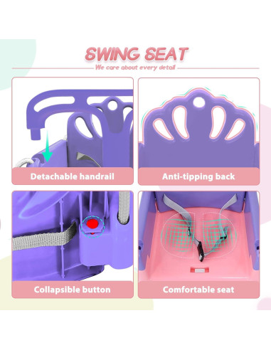 Columpio Plegable para Niños Yozoia Rosa Ajustable Interior Exterior
