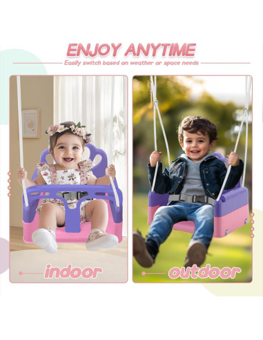 Columpio Plegable para Niños Yozoia Rosa Ajustable Interior Exterior