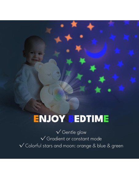 Animal de Peluche Musical Cottonbebe con Luz Nocturna 33cm