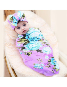 Manta de Recepción Galabloomer para Bebé 80x80 cm Púrpura 2