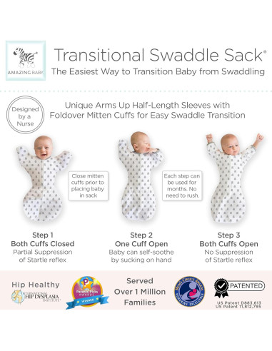 Saco de Envoltura Transicional Bebé Asombroso Mediano 3-6 Meses