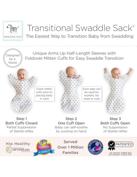 Saco de Envoltura Transicional Bebé Asombroso Mediano 3-6 Meses