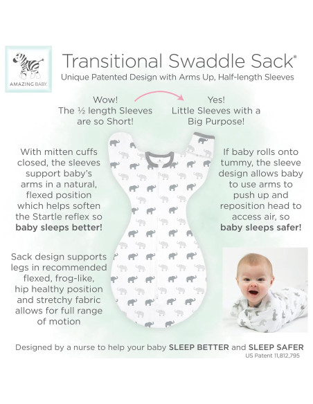Saco de Envoltura Transicional Bebé Asombroso Mediano 3-6 Meses