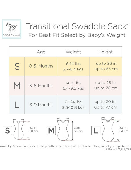 Saco de Envoltura Transicional Bebé Asombroso Mediano 3-6 Meses