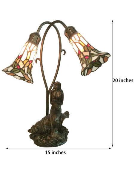 Lámpara de Mesa Tiffany Bieye L10625 Vidrio Templado 50.8 cm