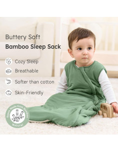 Saco de dormir para bebés 1.0 Tog Bambú 12-18 meses Verde 2