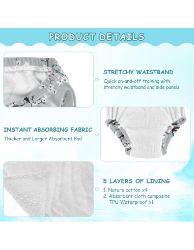 Pantalones de Entrenamiento para Dormir Famyily 4T Algodón Reutilizables