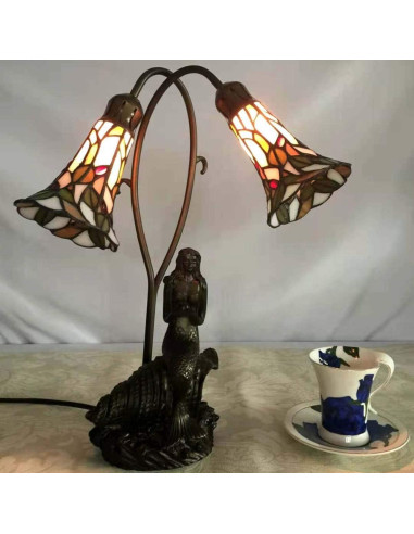 Lámpara de Mesa Tiffany Bieye L10625 Vidrio Templado 50.8 cm