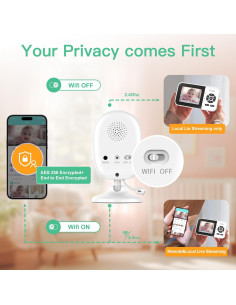 Monitor de Bebé Inteligente Simyke AI 1080p con App y Detección de Llanto 2