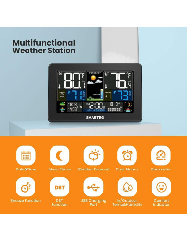 Estación Meteorológica SMARTRO SC93 Inalámbrica Interior Exterior