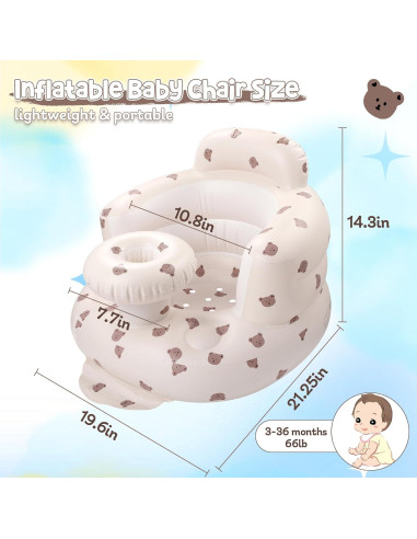 Asiento Inflable para Bebés Arscniek Beige Cabeza de Oso
