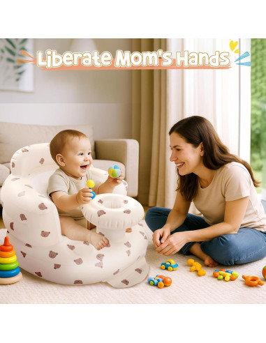 Asiento Inflable para Bebés Arscniek Beige Cabeza de Oso