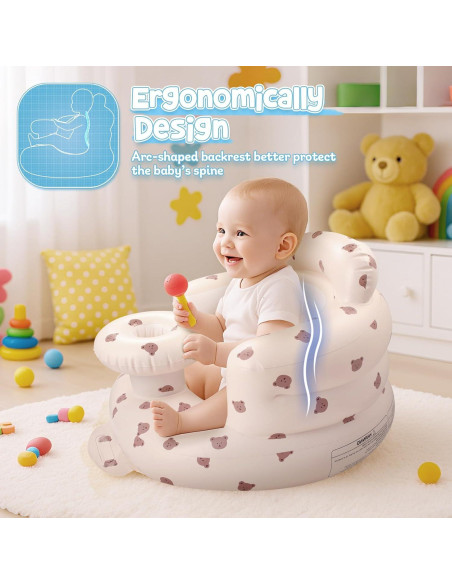 Asiento Inflable para Bebés Arscniek Beige Cabeza de Oso