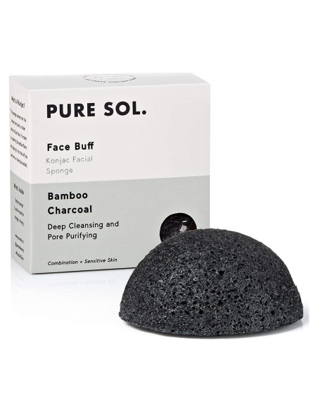 Esponja Konjac PureSOL - Carbón Activado - Facial Natural 100%