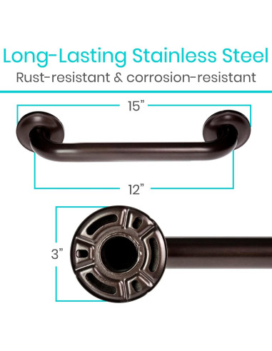 Barra de Agarre de Acero Inoxidable Vive 30.48 cm - Seguridad Baño