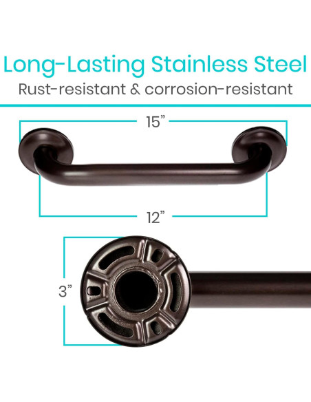 Barra de Agarre de Acero Inoxidable Vive 30.48 cm - Seguridad Baño