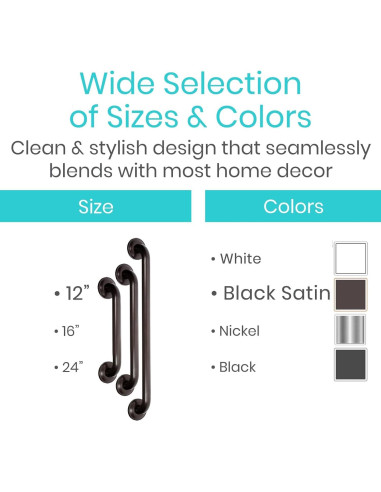 Barra de Agarre de Acero Inoxidable Vive 30.48 cm - Seguridad Baño