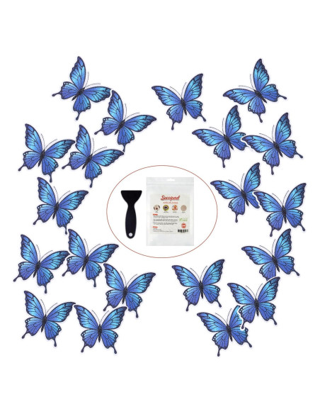 20 Calcomanías Antideslizantes Secopad Mariposa Azul 11.4x8.9cm
