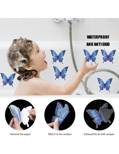 20 Calcomanías Antideslizantes Secopad Mariposa Azul 11.4x8.9cm