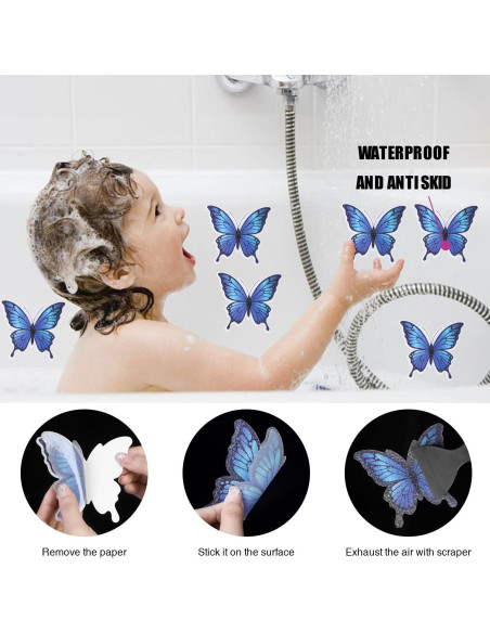 20 Calcomanías Antideslizantes Secopad Mariposa Azul 11.4x8.9cm