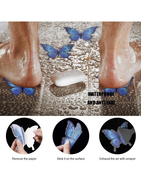 20 Calcomanías Antideslizantes Secopad Mariposa Azul 11.4x8.9cm
