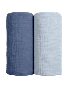 Manta de Muselina Lulumoon 2 Pack Algodón Suave 101.6cm Navy