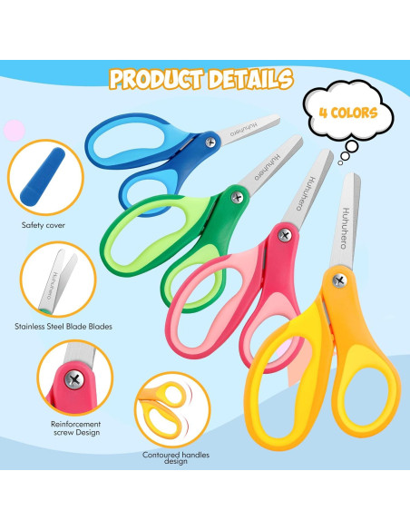 Tijeras de Seguridad Huhuhero para Niños 12.7 cm - Paquete de 4
