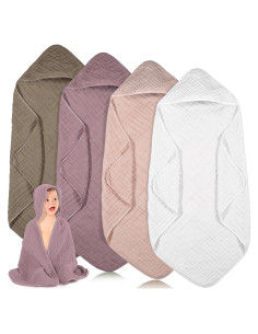 Toallas de Bebé con Capucha Peryiter 4 Pcs Algodón 81x81 cm