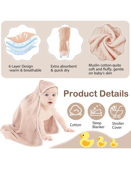 Toallas de Bebé con Capucha Peryiter 4 Pcs Algodón 81x81 cm Toallas de Bebé con Capucha Peryiter 4 Pcs Algodón 81x81 cm