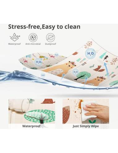 Alfombra de Juego UANLAUO 200x180 cm Reversible Antideslizante