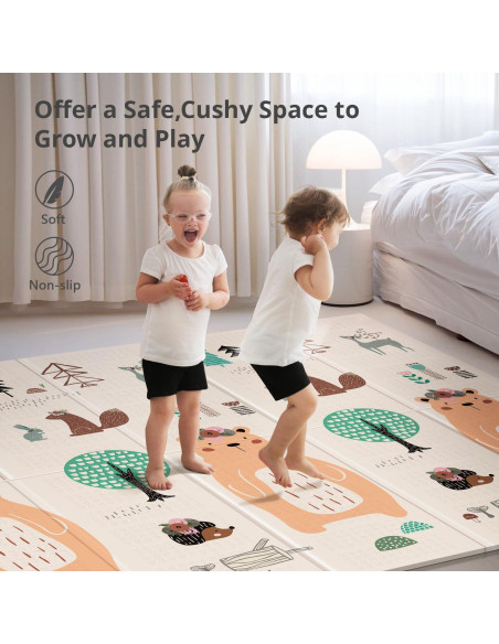 Alfombra de Juego UANLAUO 200x180 cm Reversible Antideslizante