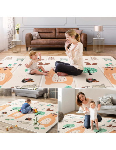 Alfombra de Juego UANLAUO 200x180 cm Reversible Antideslizante