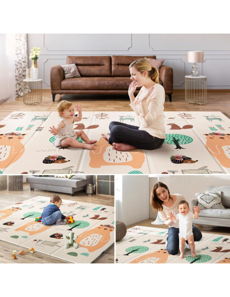 Alfombra de Juego UANLAUO 200x180 cm Reversible Antideslizante