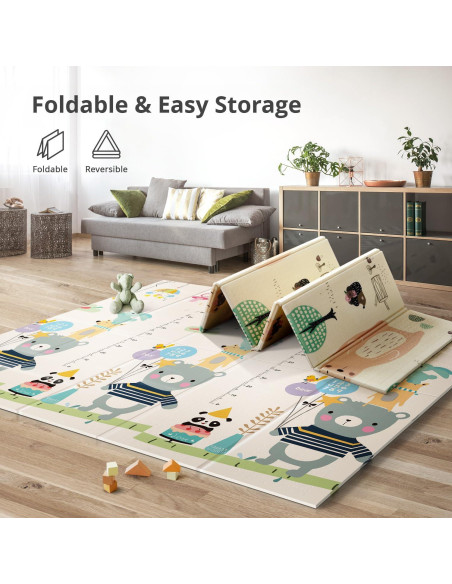 Alfombra de Juego UANLAUO 200x180 cm Reversible Antideslizante